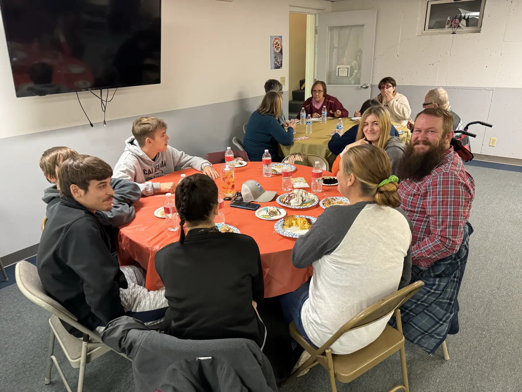 Friends connecting in a small group